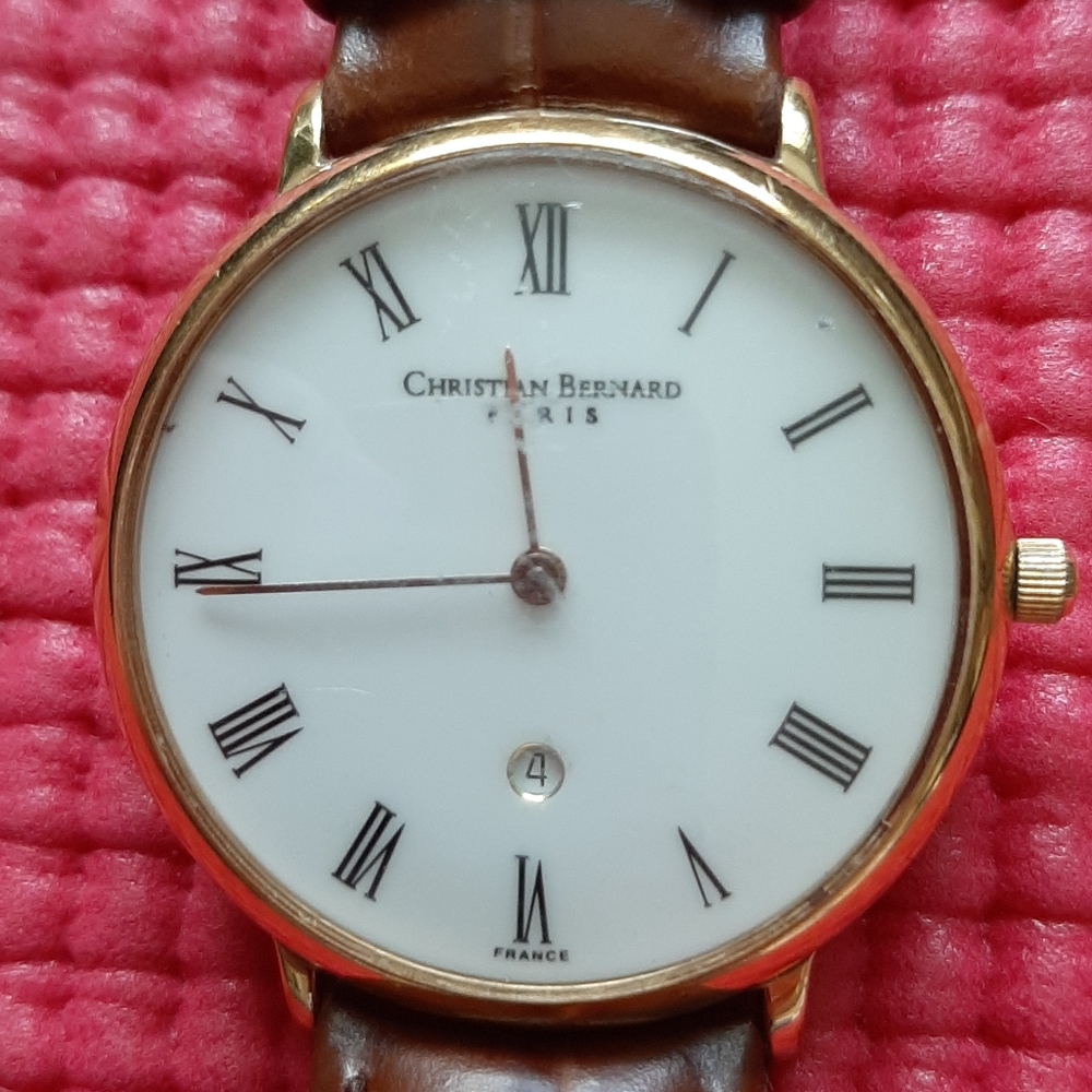 Vintage Christian Bernard men's watch with alligator band.